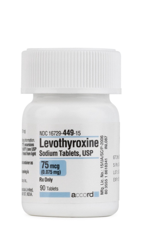 Schéma de la thyroïde et comprimé de lévothyroxine